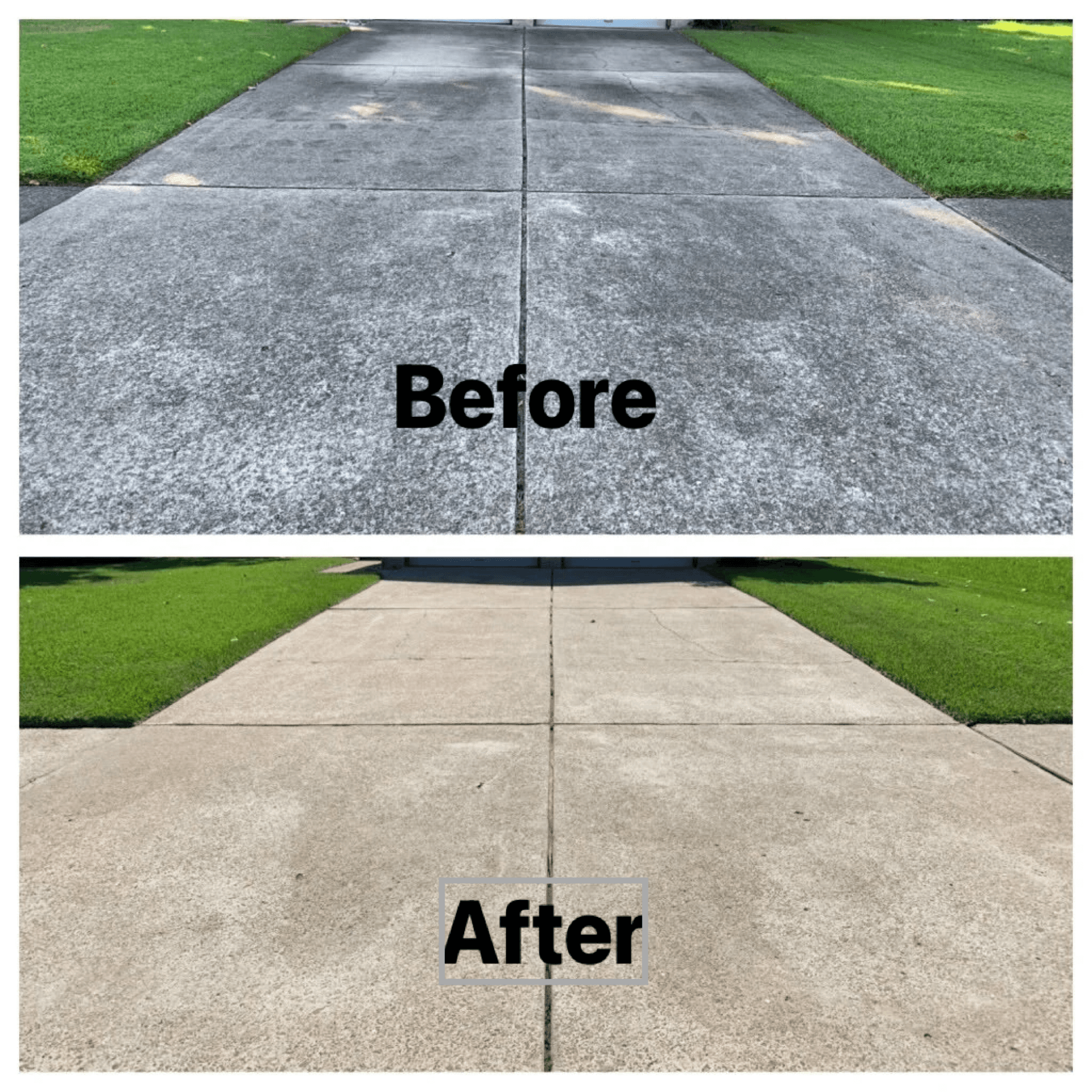 Before and after concrete cleaning